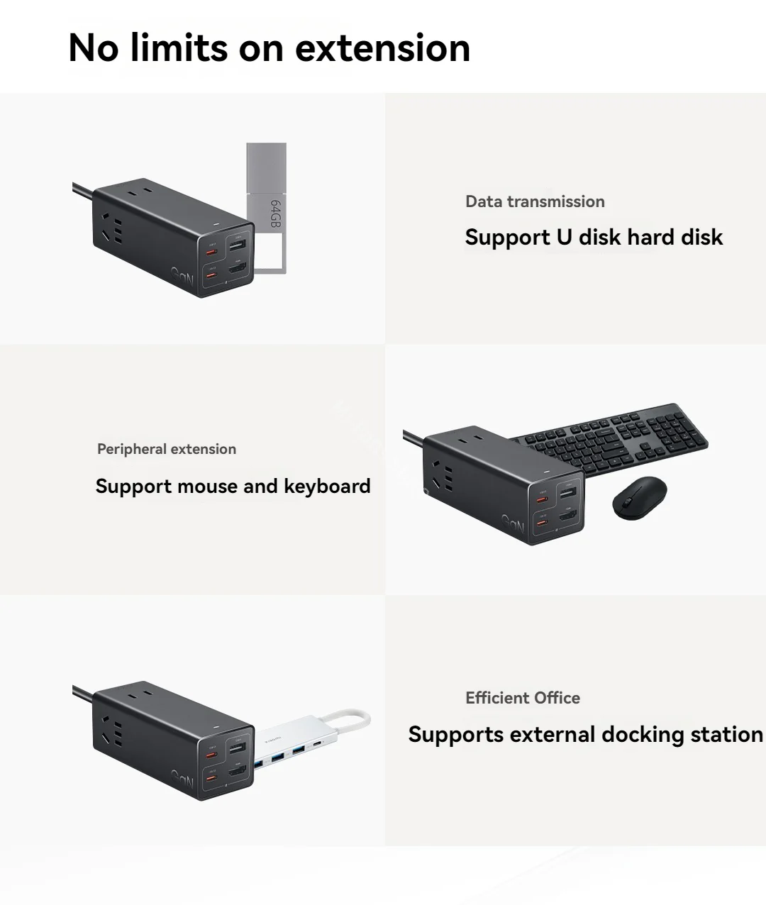 Xiaomi 67W Desktop Fast Charging Socket Pro USB-A USB-C AC 2500W MAX Power Strip Docking Station HDMI 7in1 With 6A Data Line - Image 6