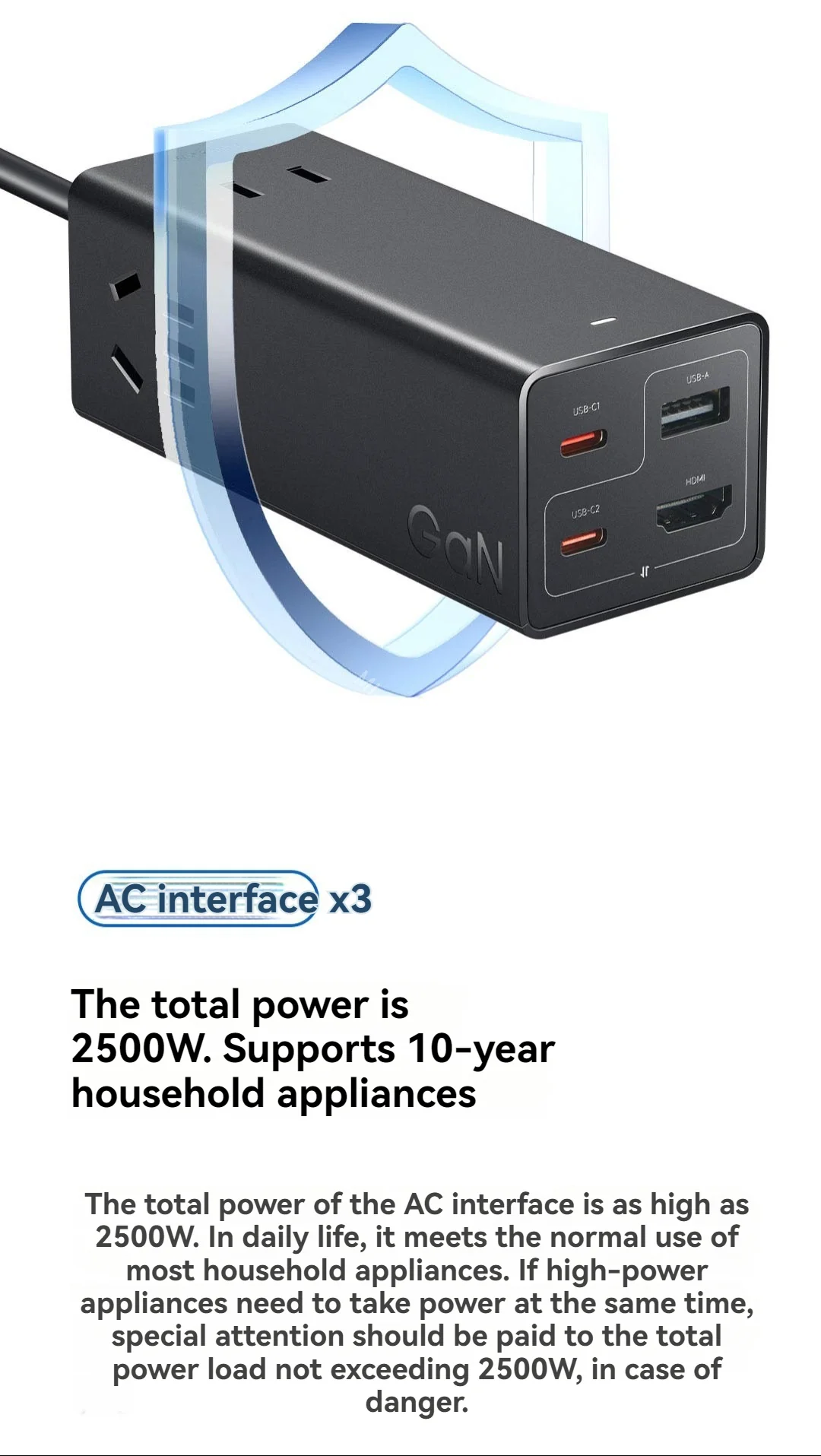 Xiaomi 67W Desktop Fast Charging Socket Pro USB-A USB-C AC 2500W MAX Power Strip Docking Station HDMI 7in1 With 6A Data Line - Image 9